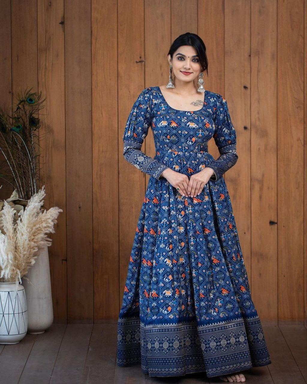 Stylish Printed Georgette Gown for Women