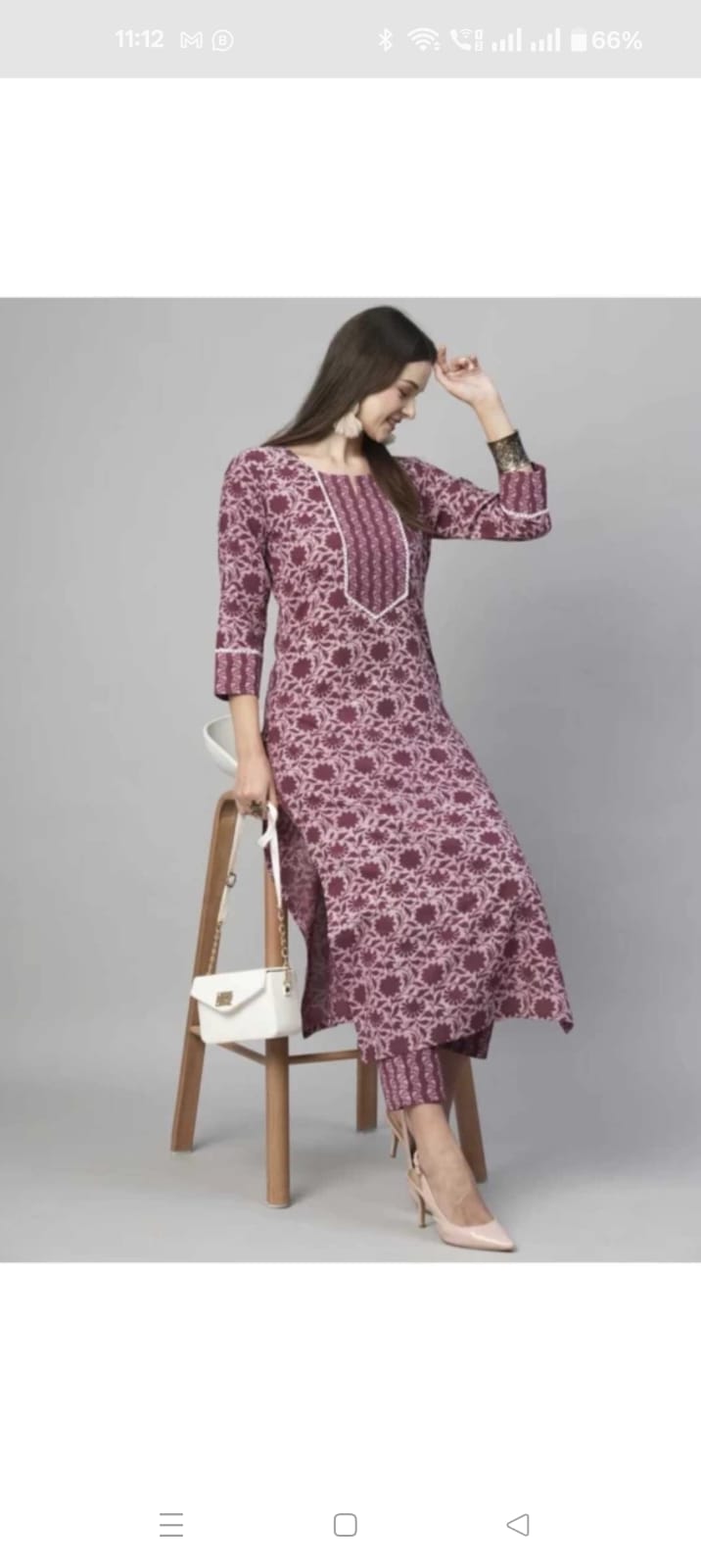 Floral Printed Cotton Women Kurta With Pant (2 Psc Set)