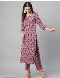 Floral Printed Cotton Women Kurta With Pant (2 Psc Set)