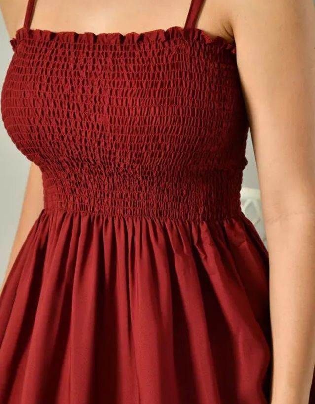 Elegant Maroon Sleeveless Midi Dress for Women