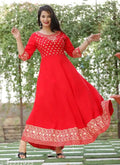 Rayon Printed Anarkali Kurti for Women