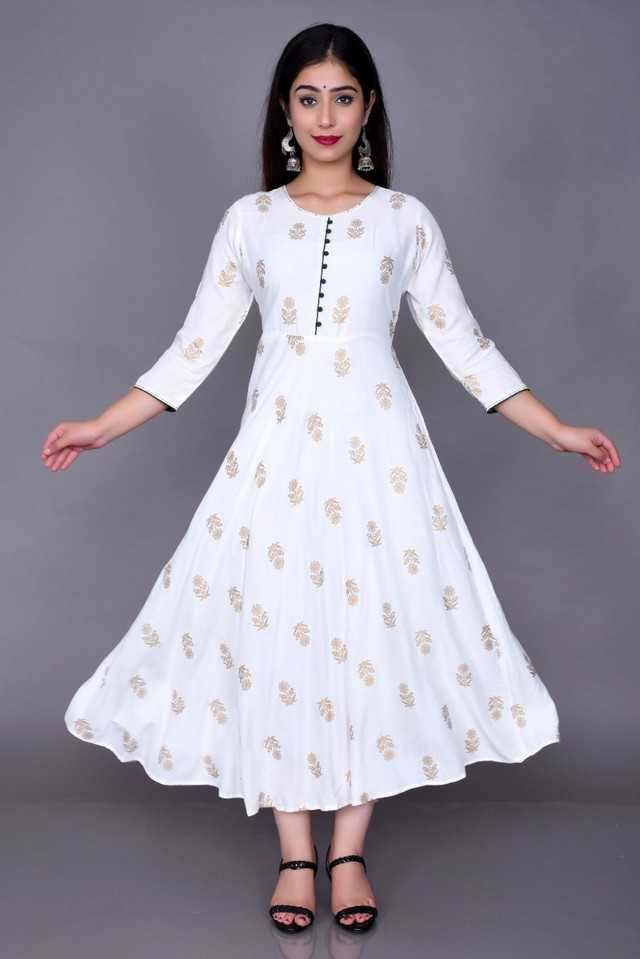 Rayon Printed Anarkali Kurti for Women